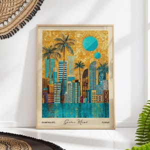 Florida Travel Art Print - Gustav Klimt City Poster - Tropical Wall Decor Gift
