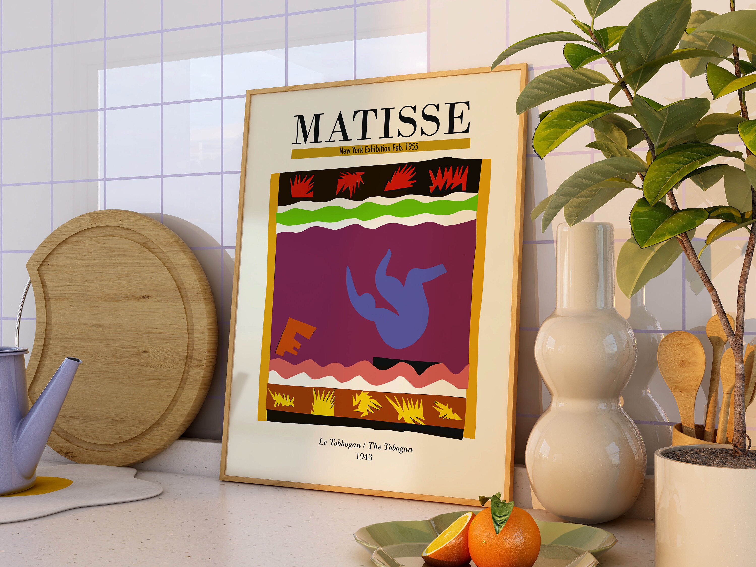 Colorful Abstract Matisse Poster Mid Century Modern Wall Art the Tobogan  1943 Exhibition Poster PRINTED on Premium Paper 