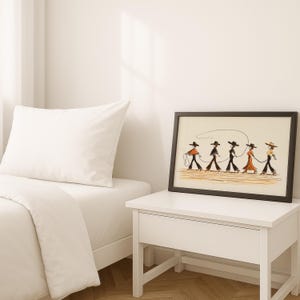 Line Dancing Cowgirls Art Print – Western Wall Art, Boho Cowgirl Decor image 3