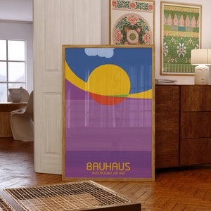 Bauhaus Geometric Art Print: Purple Colorful Wall Decor