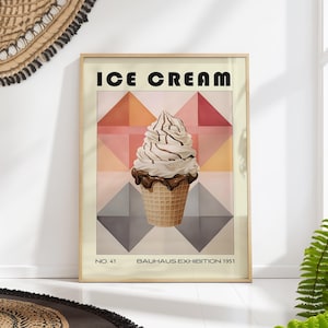 Ice Cream Decorative Kitchen Print Bauhaus Poster Vintage Decoration