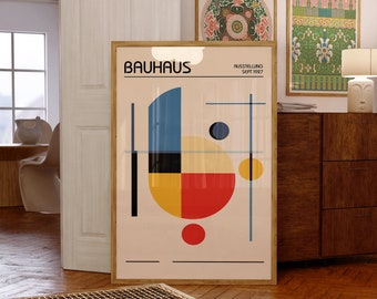 Bauhaus poster PRINTED on luxury paper |  mid century modern  minimalist abstract geometric wall art prints | Sounds cubist painting