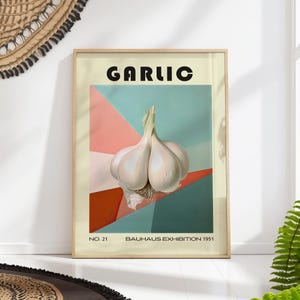 Garlic Decorative Kitchen Print Bauhaus Poster Vintage Decoration