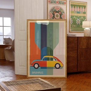 Bauhaus Car Poster Mid Century Modern Decor for Kids PRINTED on Luxury Paper