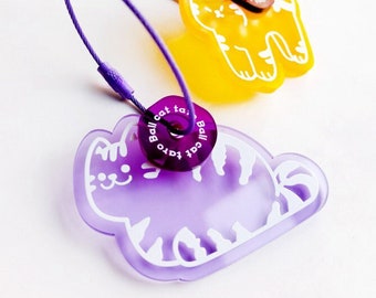 Kawaii Cat Keychain, Acrylic Bag Charm, Cute Keyring, Cat Lover Gift
