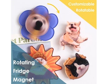 Custom Rotating Pet Magnet Personalized Fridge Magnets Dog Cat Lover Gifts Brithday Gift for Pet Lovers Cute Decorative Magnets