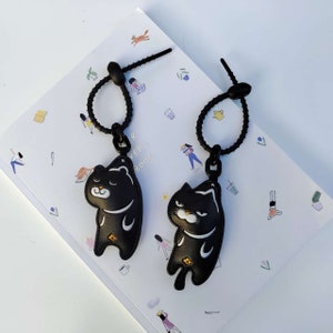 Cat and Bear Charm Keychain Leather Small Gift Leather Key Fob Cute Bag Charm Animal Handbag and Purse Charm Cat Keyring Boyfriend Gift