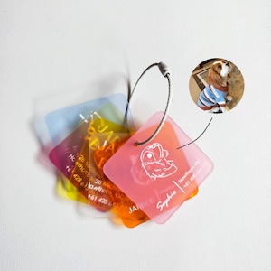 Custom Luggage Tag Personalized Backpack Acrylic Tag Pet Portrait Gift Travel ID Tag Unique Suitcase Identifier Gift for Pet Lovers