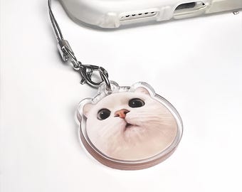 Custom Pet Photo Acrylic Phone Charm – Personalized Pet Keychain