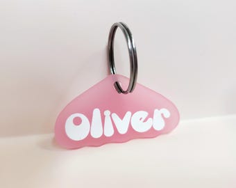 Personalized Acrylic Pet Tag: Custom Dog & Cat ID, Groovy Retro Design