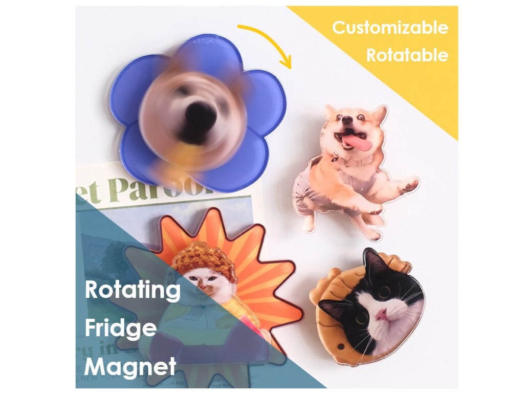 Custom Rotating Pet Magnet Personalized Fridge Magnets Dog Cat Lover ...