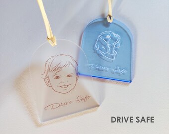 Adorno para espejo retrovisor de coche con foto personalizada: adorno colgante personalizado para coche