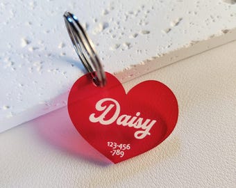 Custom Heart Pet ID Tag, Personalized Acrylic Cat & Dog Tag
