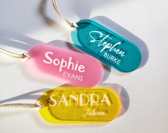 Personalized Acrylic Bag Tag: Custom Name Charm, Luggage ID