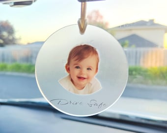 Adorno para espejo retrovisor de coche con foto personalizada: adorno colgante personalizado para coche