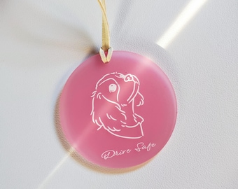 Adorno para espejo retrovisor de coche con foto personalizada: adorno colgante personalizado para coche