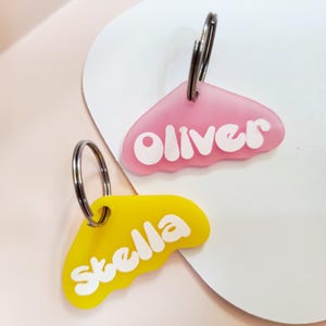 Personalized Acrylic Pet ID Tag: Retro Groovy Custom Dog Cat Collar Tag