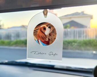 Adorno para espejo retrovisor de coche con foto personalizada: adorno colgante personalizado para coche