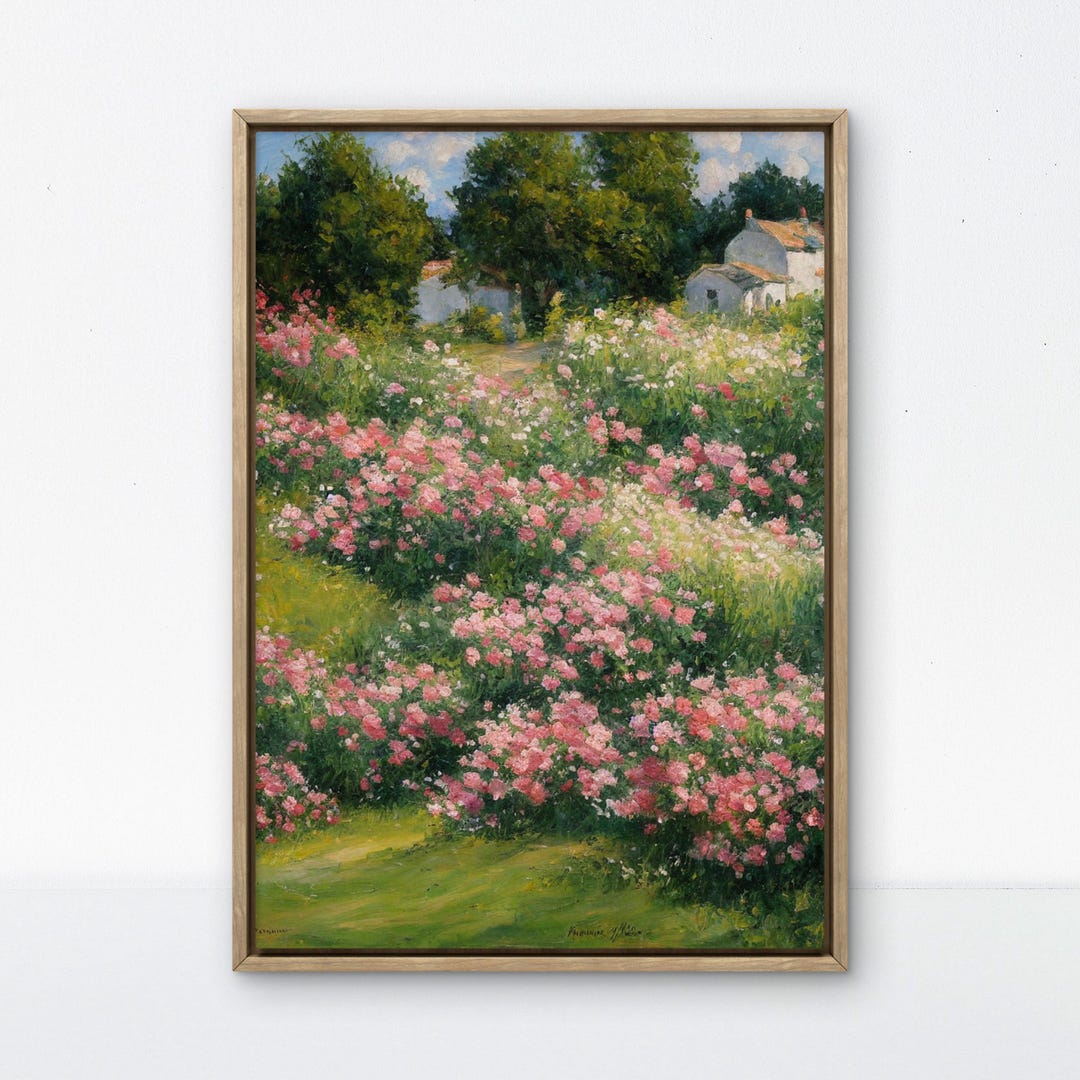 Spring Cottage Garden Wall Art Set of 4 Pink Floral Farmhouse Decor ...