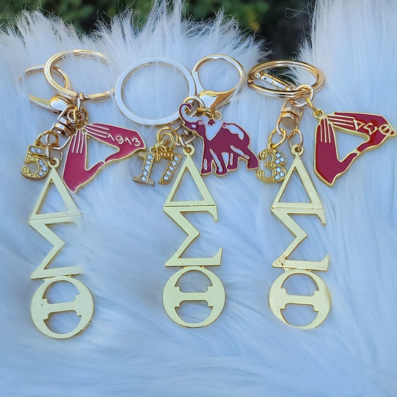Delta Key Ring - Delta Sigma Theta Key Ring - Sorority Key Ring - DST Key Ring - Sorority Key Ring - 1913 Ring