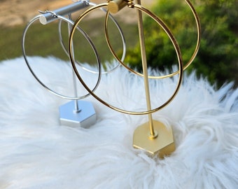 Tarnish Resistant Hoop Earrings - 70mm Hoop Earrings - 60mm Hoop Earrings - Fade Resistant 70mm Hoop Earrings - Tarnish Free Earrings