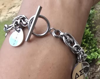 Delta Bracelet - Delta Sigma Theta Bracelet - Sorority Bracelet - Delta 1913 Bracelet - Delta Bracelet in silver & gold