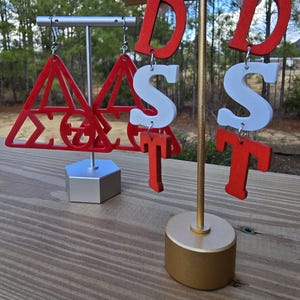 Delta Earrings - DST Earrings - Delta Sigma Theta earrings - Divine Nine Earrings - Sorority Jewelry - Wooden Earrings - HBCU Earrings