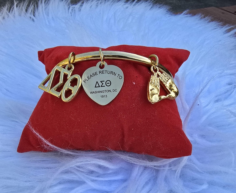 Delta Shackle Screw Bar Bangle Bracelet - Delta Sigma Theta Bracelet - Sorority Bracelet - DST Bracelet - Divine Nine - Sorority Jewelry image 4