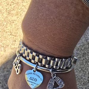 Delta Shackle Screw Bar Bangle Bracelet - Delta Sigma Theta Bracelet - Sorority Bracelet - DST Bracelet - Divine Nine - Sorority Jewelry Silver