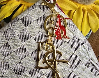 Large DST Handbag Charm/Key Ring - Gold Delta Sigma Theta Purse Charm - Sorority Charm/Key Ring - DST Purse Charm/Key Ring