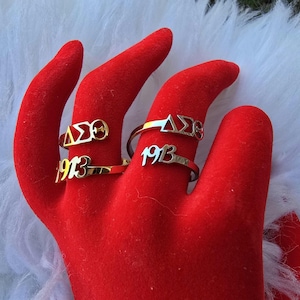 DST griechischer Buchstabe 1913 verstellbarer Ring - DST Ring - Delta Ring - Schwesternschaft Schmuck - 1913 Ring - Sorority Ring