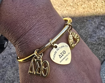 Bracciale rigido con barra a vite Delta Shackle - Bracciale Delta Sigma Theta - Bracciale della confraternita - Bracciale DST - Divine Nine - Gioielli della confraternita