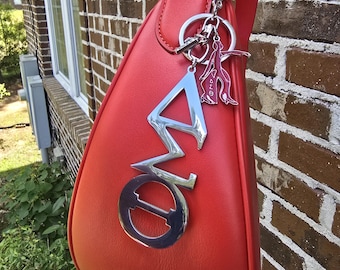 Large Delta Sigma Theta Handbag Charm/Key Ring - Gold Delta Sigma Theta Purse Charm - Sorority Charm/Key Ring - DST Purse Charm/Key Ring