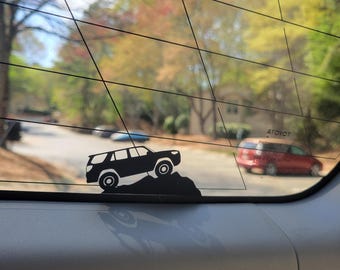 4Runner Off-Roading Silhouette Sticker: Car Window Decal (2pc, 1.3x3.2 in)