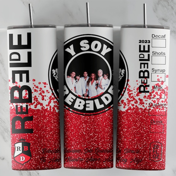 Rebelde Sublimation Design, Great for 20oz Skinny Tumblers can be used for sublimation and vinyl wraps, Glitter Pattern, Tumbler Design