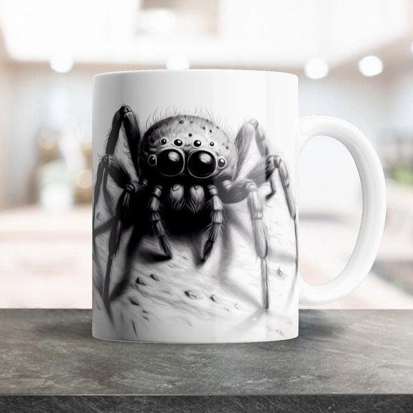 Spider Sublimation Design for 12oz Coffee Mugs, Mug Template, Mug Design, Cricut Mug Press, Plantilla Sublimacion, Cool Black & White Art