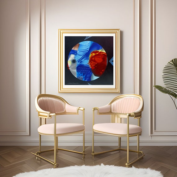 モダンアクリル画：キャンバスに描かれた24インチ四方の抽象画