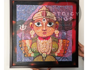 Handmade Durga Painting: Indian Mythology Art by Dhiren Shasmal