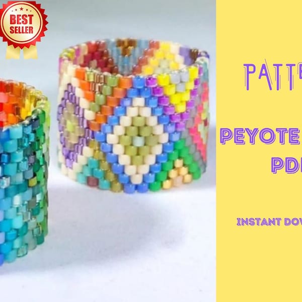 Even peyote ring pattern, Miyuki Delica 11/0 DIY Ring Template, Digital Download, bead beadwork rings- handmade Miyuki delica ring pattern