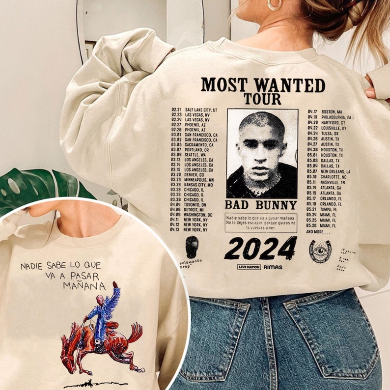 Bad Bunny Most Wanted Tour Fechas 2024 Camisa Nadie Sabe Lo Etsy España