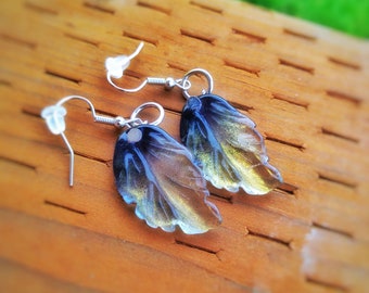 Icy Blue Czech leaf earrings