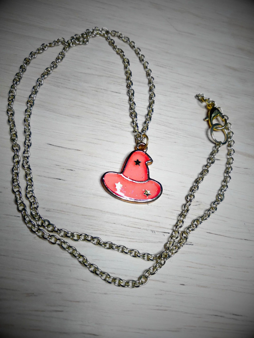 Pink Witch Hat Necklace - Etsy