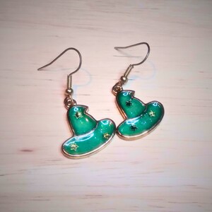 Teal Witch Hat earrings