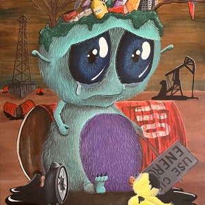 Surrealism Lowbrow style wall art prints from original acrylic painting great gift idea for Christmas or any holiday.