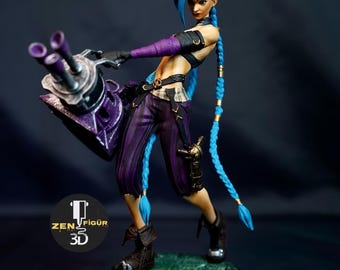 Handcrafted Jinx Statue – Arcane League of Legends, 12K Resin Diorama