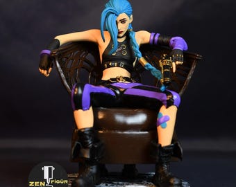 Handmade League of Legends Jinx Statue – 12K Resin Figure Diorama