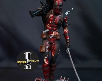 Deadpool Collectible Statue: 12k Resin Figure, Hand-Painted Diorama