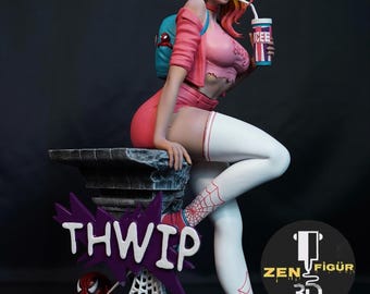 Handmade Gwen Stacy Diorama – Spider-Verse Collectible Resin Statue