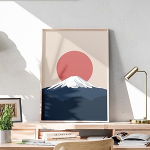 Mount Fuji Wall Art Printable Minimalist Japanese Art Japan Travel Poster Mountain Asian Home Decor Modern Japanese Print Digital Download