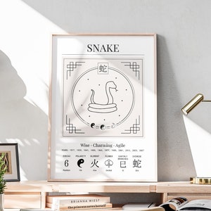 Year Of The Snake Chinese Zodiac Print Snake Poster Zodiac Boho Wall Art Chinese Astrology Print Chinese Horoscope Print Digital Download